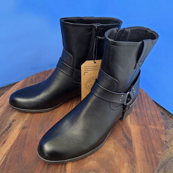 Frye and Co Elodie Moto Boot Black Stacked Heel Cushioned Women's 11M NWT - Picture 2 of 13